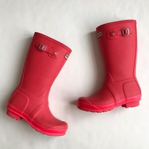 Hunter original coral rain boots VGUC  size 3G/4B youth